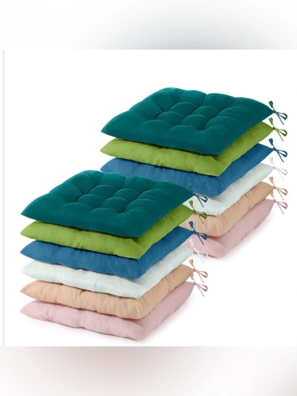 Tufted Cushions with Ties SQUARE 15.7x15.7x4” (12-pack)